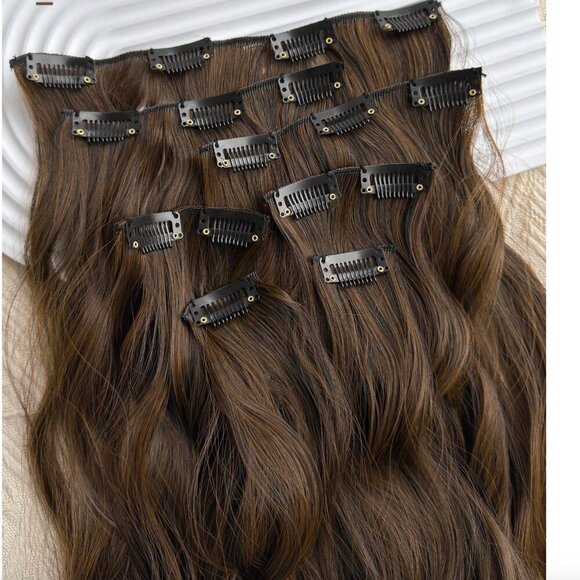 Copper Brown 22 In Clip in Hair Extensions - Picture 8 of 9
